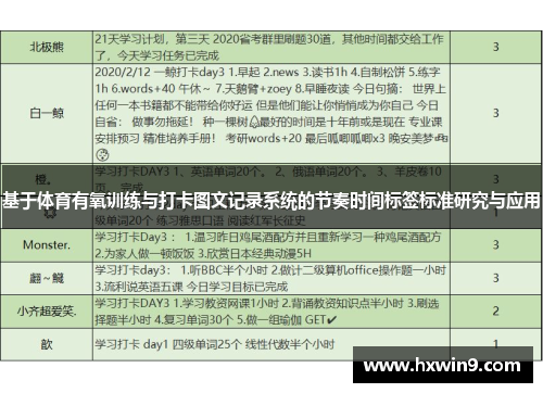 基于体育有氧训练与打卡图文记录系统的节奏时间标签标准研究与应用